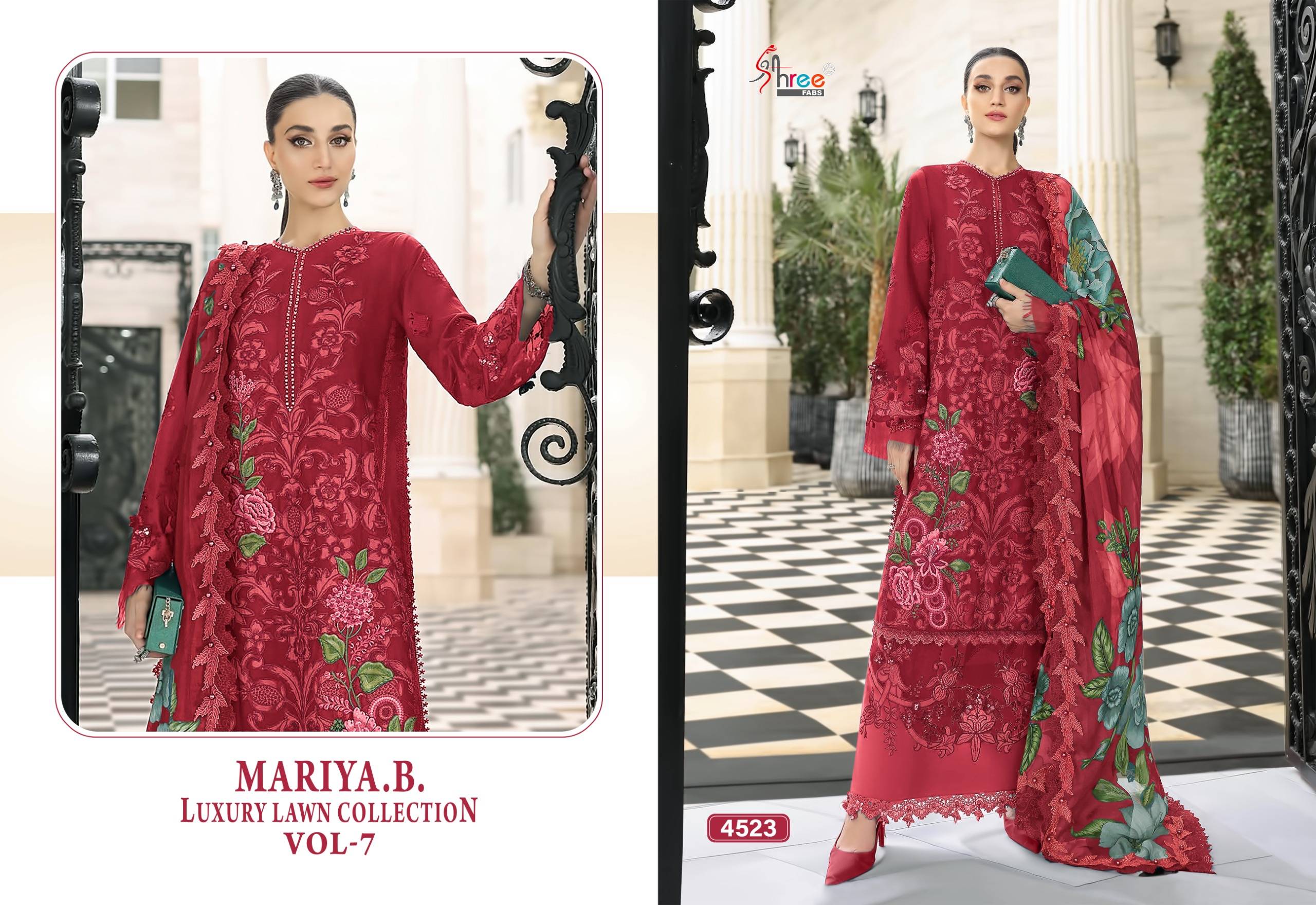 MARIYA B LUXURY LAWN COLLECTION VOL-7 By Shree fabs Indian Traditional casual wear Pakistani pure cotton dresses At Wholesale Price